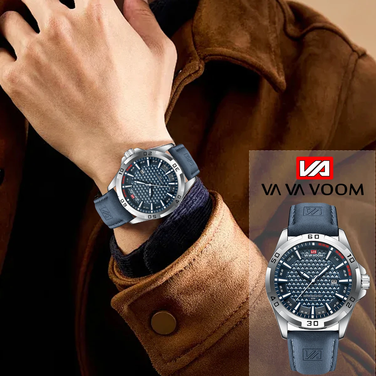 va va voom hommes sport décontracté militaire quartz calendrier montre bracelet pour homme d'affaires en cuir étanche mâle horloge relogio masculin va va voom hommes sport décontracté militaire quartz calendrier montre bracelet pour homme d'affaires en cuir étanche mâle horloge relogio masculin