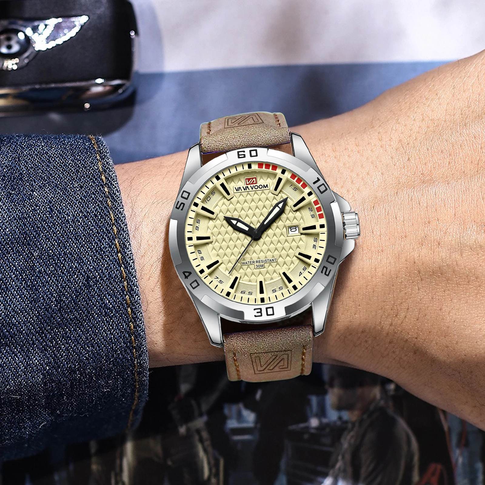 va va voom hommes sport décontracté militaire quartz calendrier montre bracelet pour homme d'affaires en cuir étanche mâle horloge relogio masculin va va voom hommes sport décontracté militaire quartz calendrier montre bracelet pour homme d'affaires en cuir étanche mâle horloge relogio masculin