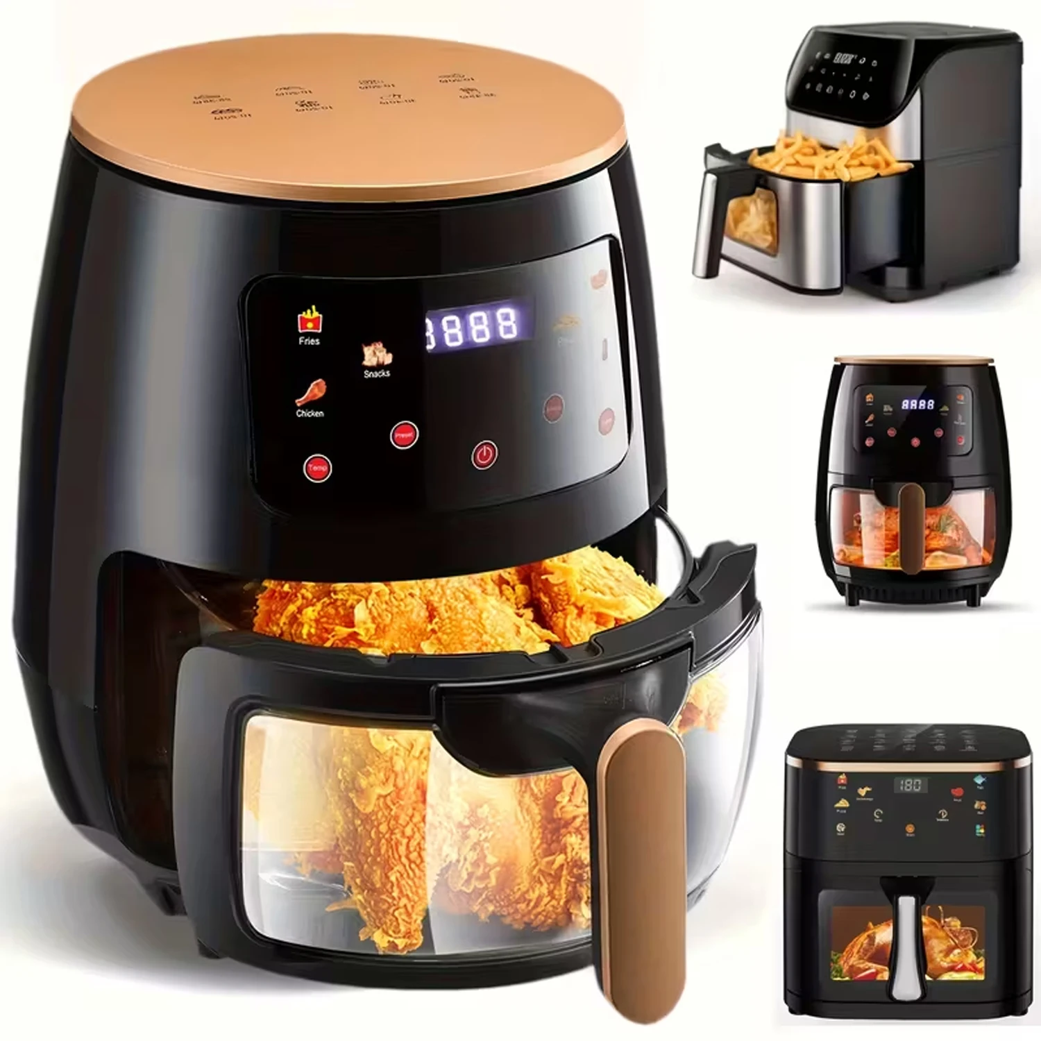 friteuse à air 6l 8l 10l, cuiseur sain avec fenêtre de cuisson visuelle, panier antiadhésif, minuterie de 60 minutes, lavable au lave vaisselle friteuse à air 6l 8l 10l, cuiseur sain avec fenêtre de cuisson visuelle, panier antiadhésif, minuterie de 60 minutes, lavable au lave vaisselle