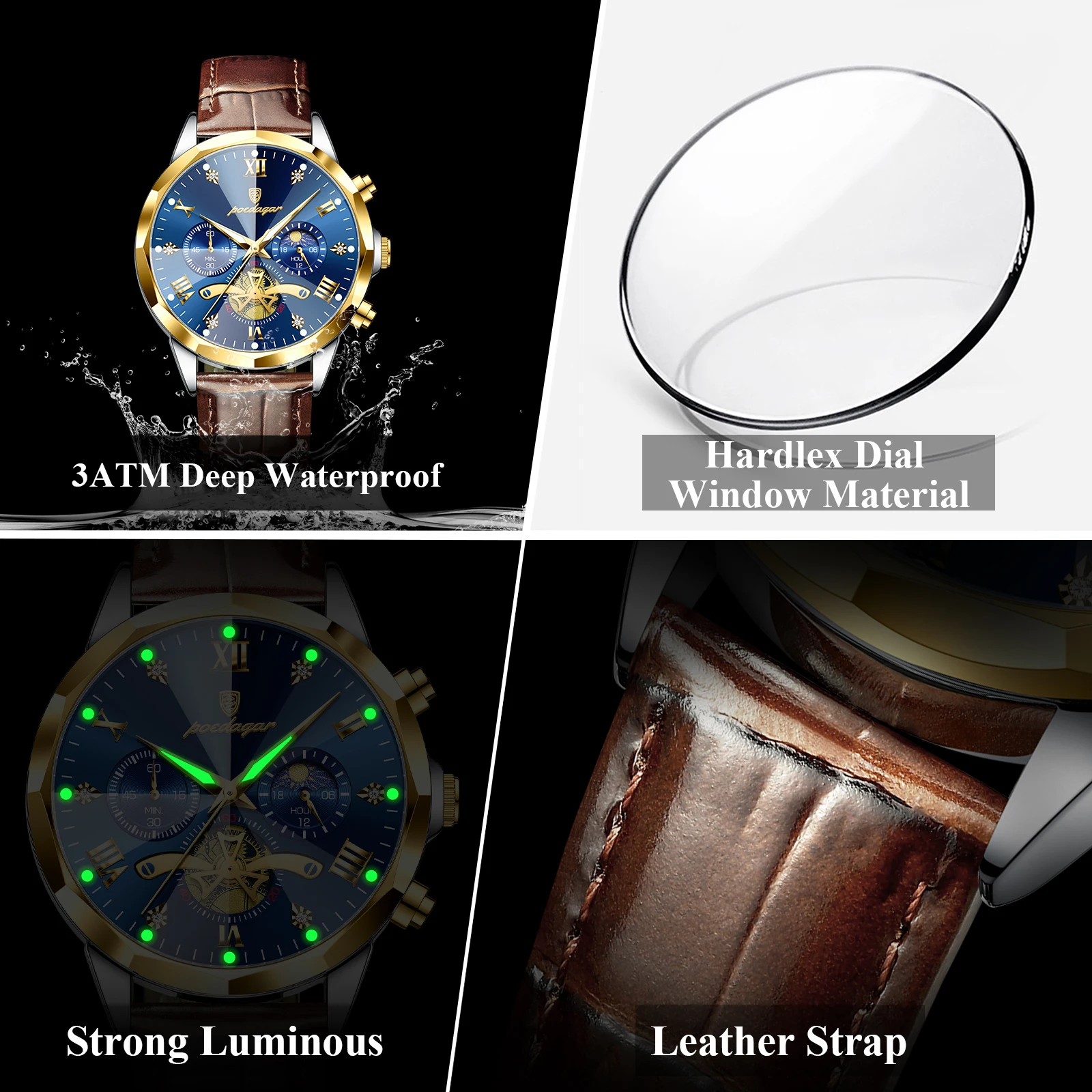 poedagar militaire luxe hommes montre bracelet quartz étanche lumineux chronographe en cuir homme montre sport hommes montres mâle reloj poedagar militaire luxe hommes montre bracelet quartz étanche lumineux chronographe en cuir homme montre sport hommes montres mâle reloj